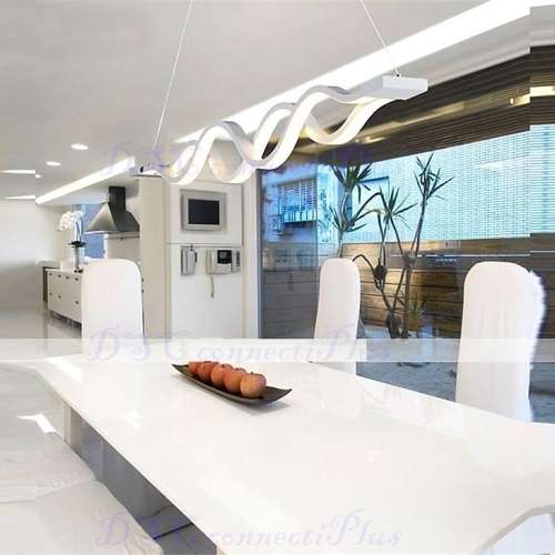 Modern Horizontal Style Remote-controlled LED Pendant Light For Living Space Bedroom Kitchen Dining