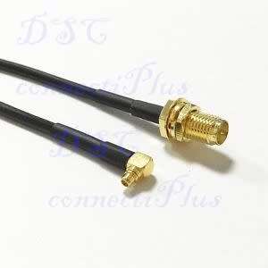 15cm RG174 50 Ohm SMA Female to Right-Angled MMCx Plug RF Pigtail Cable (Black)..!