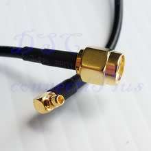 15cm RG174 50 Ohm SMA Male to Right-Angled MMCx Plug RF Pigtail Cable (Black)..!