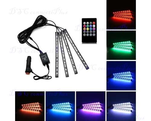 Car Music Control LED RGB Interior Floor Decorative Atmosphere Lights w/ Remote Control (Black)..!!!