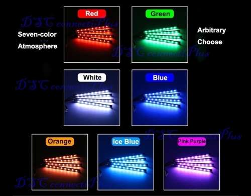 Car Music Control LED RGB Interior Floor Decorative Atmosphere Lights w/ Remote Control (Black)..!!!