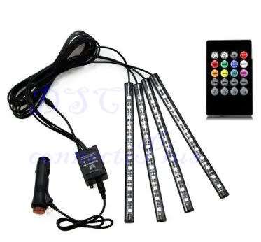 Car Music Control LED RGB Interior Floor Decorative Atmosphere Lights w/ Remote Control (Black)..!!!