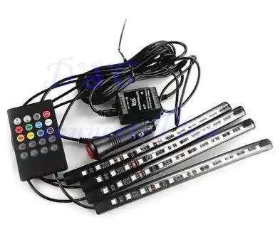 Car Music Control LED RGB Interior Floor Decorative Atmosphere Lights w/ Remote Control (Black)..!!!