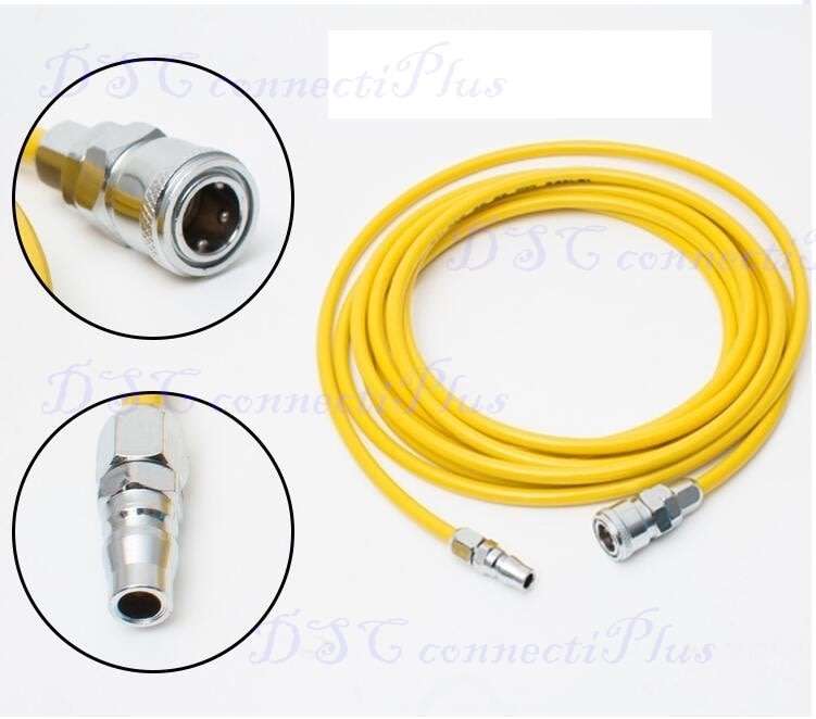 20m Polyurethane 8x5mm Flexible Air Compressor Hose Tube Air Tool with SP20+PP20 Connectors (Yellow)