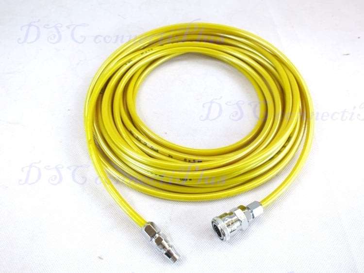 20m Polyurethane 8x5mm Flexible Air Compressor Hose Tube Air Tool with SP20+PP20 Connectors (Yellow)