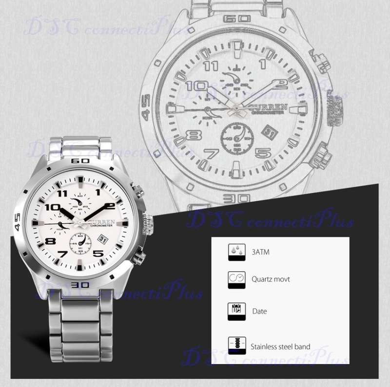 CURREN 30m Water Resistant Decorative Sub-dial Date Display Men Quartz Wristwatch (Black + Red)..!
