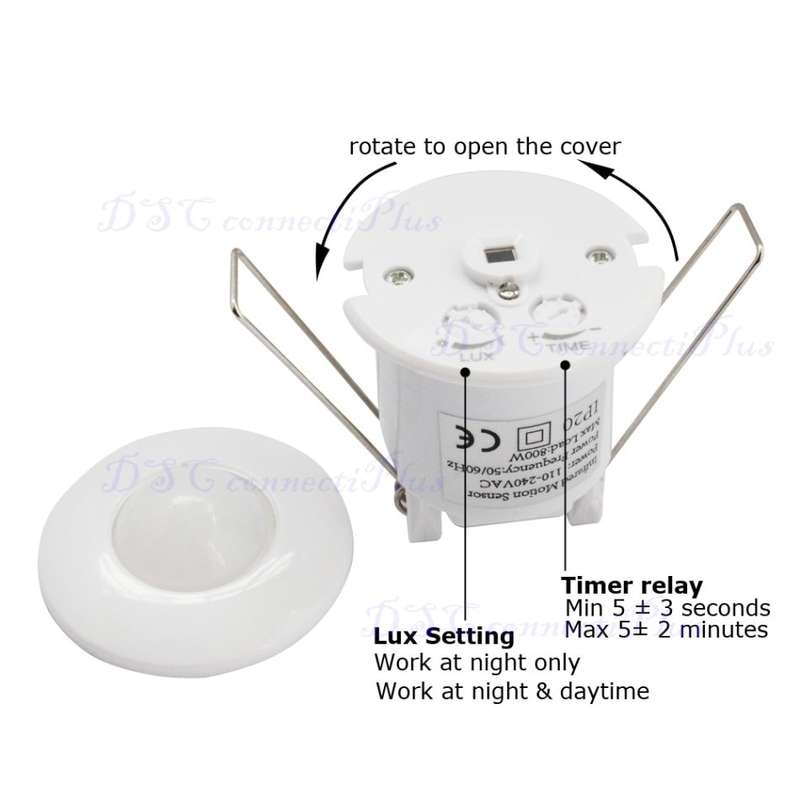 230V 360 Degree Ceiling PIR Infrared Motion Sensor Switch w/ Time and LUX Adjustments (White)..!