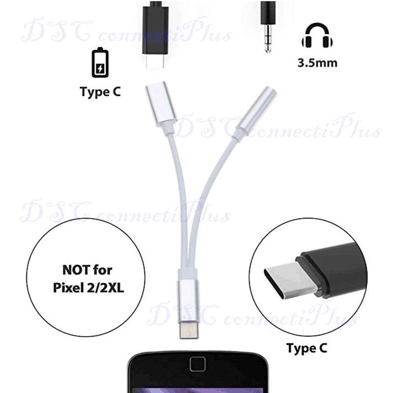 Mini Type-C to 3.5mm Female AUX Earphone Audio Cable 2-in-1 Music Port Adapter (Black+White)..!