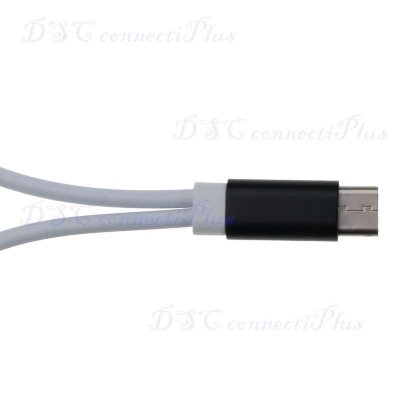 Mini Type-C to 3.5mm Female AUX Earphone Audio Cable 2-in-1 Music Port Adapter (Black+White)..!