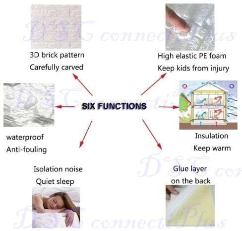 3D Brick PE Foam Wallpaper Panels Room Decal Stone Embossed DIY Self Adhensive Wall Stickers (Brown)