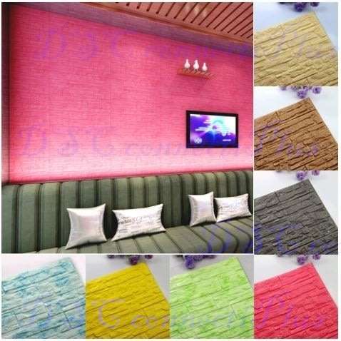3D Brick PE Foam Wallpaper Panels Room Decal Stone Embossed DIY Self Adhensive Wall Stickers (Brown)