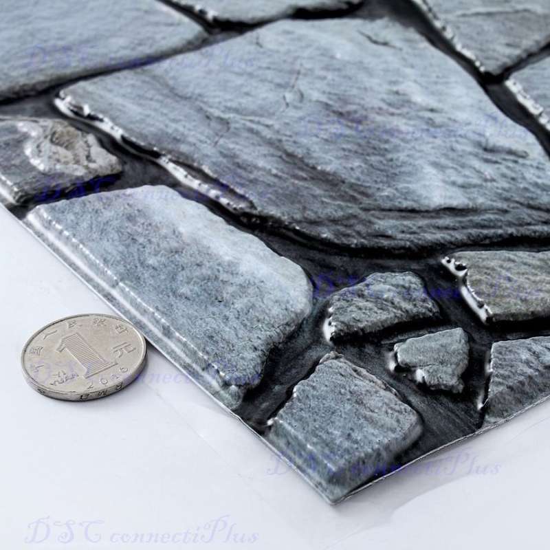 Self Adhesive Waterproof PVC Stone Wallpaper Home Decor Brick Decorative Wall Stickers (Grey)..!