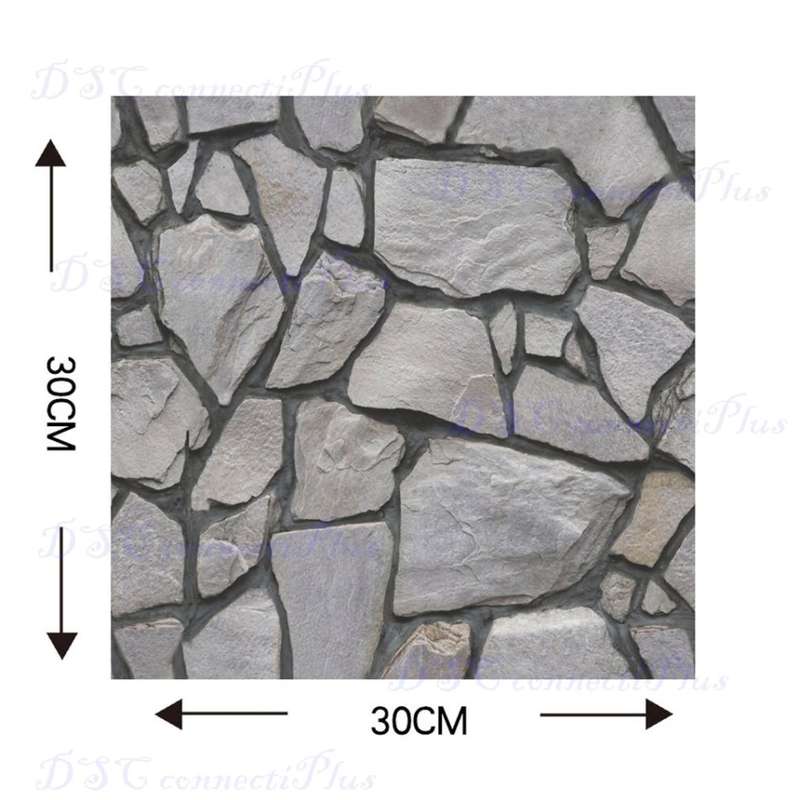 Self Adhesive Waterproof PVC Stone Wallpaper Home Decor Brick Decorative Wall Stickers (Grey)..!