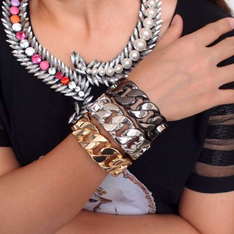 Fashionable Punk Design Alloy Chain Design Women Spring Opened Cuff Bangle/Bracelet (Silver)..!