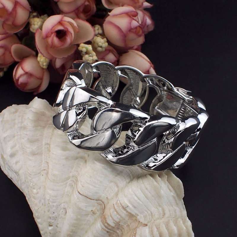Fashionable Punk Design Alloy Chain Design Women Spring Opened Cuff Bangle/Bracelet (Silver)..!