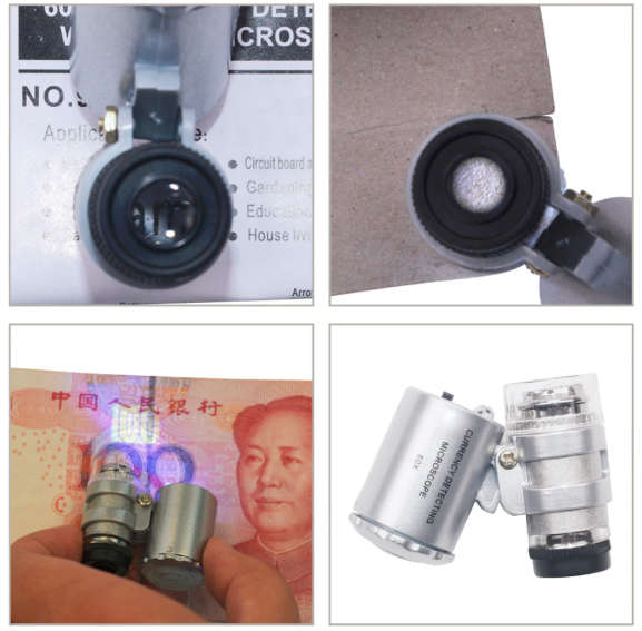 60X Jewelers Pocket Magnifying Loupe LED Light Optical Instrument Microscope (Silver)..!