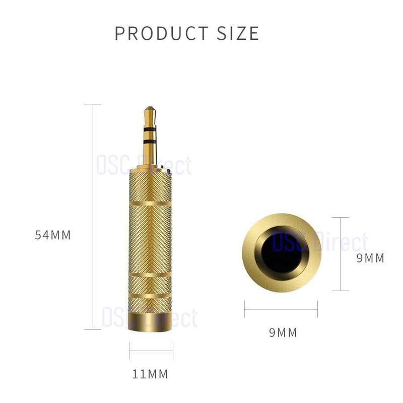 3.5mm Plug to 6.35mm Jack Conversion Gold-Plated Audio Adapter (Gold)..!