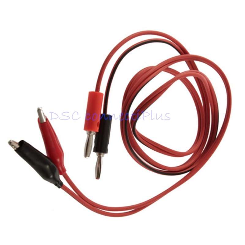 Alligator Test Lead Clip to Banana Plug Cable for Multimeters and Electronic Equipment (Black+Red)
