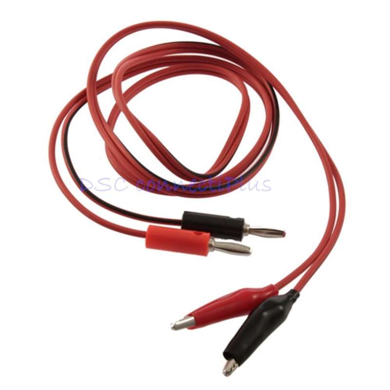 Alligator Test Lead Clip to Banana Plug Cable for Multimeters and Electronic Equipment (Black+Red)