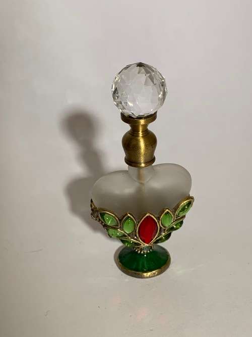 Pewter and Enamel Perfume Bottle