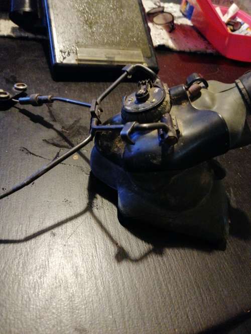 RAF oxygen mask Type A-13a 1945 to 1950 with a navigating knee pad