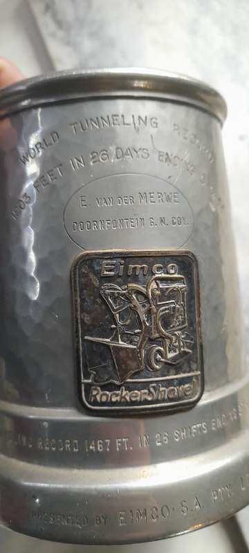 1956 World Tunneling Record memorial pewter mug