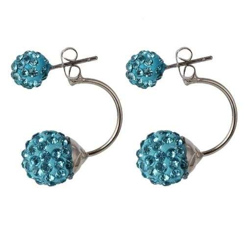 ***UNIQUE!!!***Round Disco Ball Rhinestone Crystal Double Sided Stud Earrings!