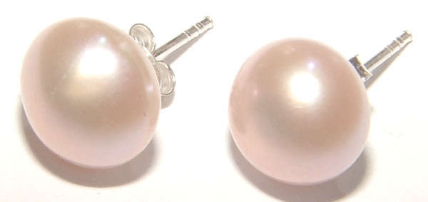 GORGEOUS FRESHWATER PEARL STUD EARRINGS SET IN SOLID .925 STERLING SILVER!