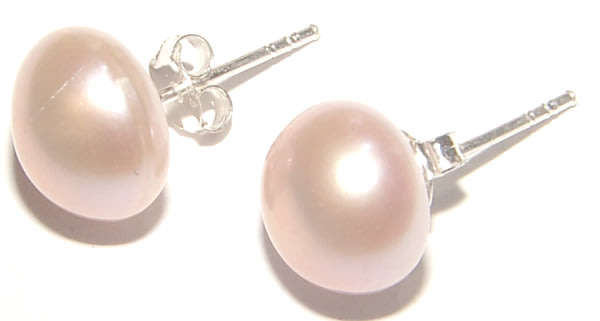 GORGEOUS FRESHWATER PEARL STUD EARRINGS SET IN SOLID .925 STERLING SILVER!