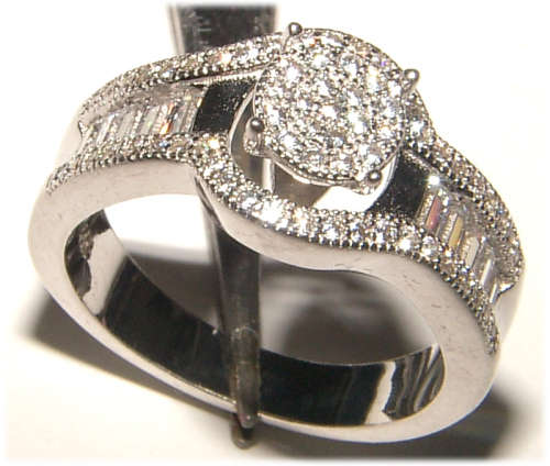 PURE PERFECTION! SOLID .925 STERLING SILVER RING WITH CREATED DIAMONDS!