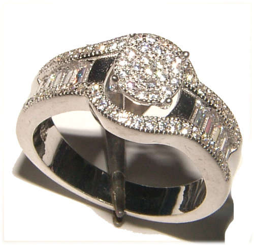 PURE PERFECTION! SOLID .925 STERLING SILVER RING WITH CREATED DIAMONDS!