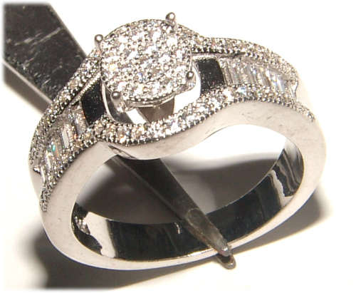 PURE PERFECTION! SOLID .925 STERLING SILVER RING WITH CREATED DIAMONDS!