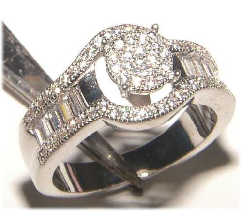 PURE PERFECTION! SOLID .925 STERLING SILVER RING WITH CREATED DIAMONDS!