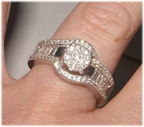 PURE PERFECTION! SOLID .925 STERLING SILVER RING WITH CREATED DIAMONDS!
