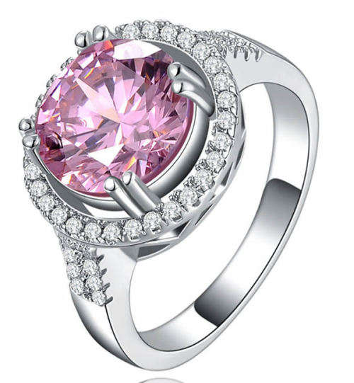 STUNNING SAPPHIRE 18K WHITE GOLD FILLED HALO DESIGN DRESS RING