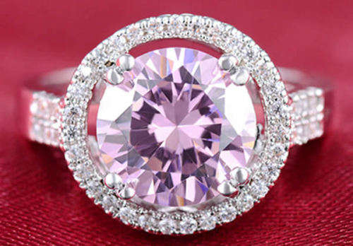 STUNNING SAPPHIRE 18K WHITE GOLD FILLED HALO DESIGN DRESS RING