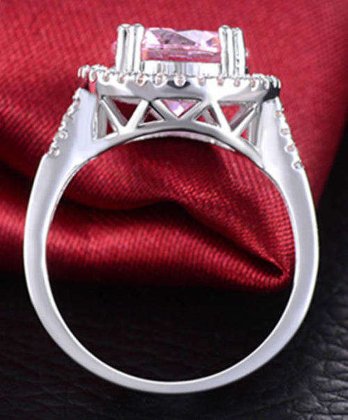 STUNNING SAPPHIRE 18K WHITE GOLD FILLED HALO DESIGN DRESS RING