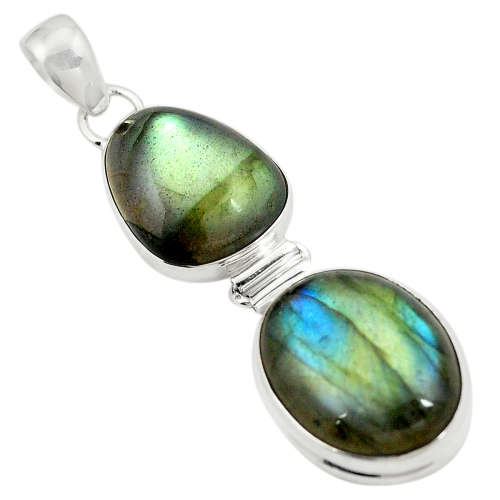 GORGEOUS NATURAL LABRADORITE PENDANT IN SOLID STERLING SILVER!!!