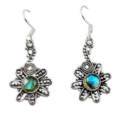 BEAUTIFUL NATURAL LABRADORITE DANGLING EARRINGS IN SOLID STERLING SILVER!!!