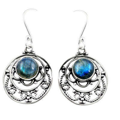 BEAUTIFUL NATURAL LABRADORITE DANGLING EARRINGS IN SOLID STERLING SILVER!!!