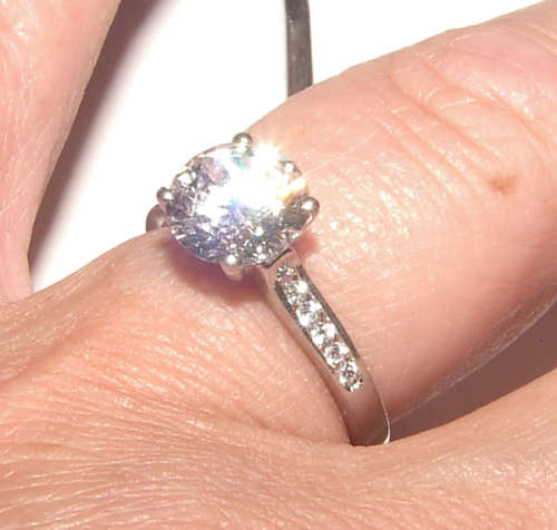 PURE PERFECTION! SOLID .925 STERLING SOLITAIRE RING WITH SIMULATED DIAMONDS!