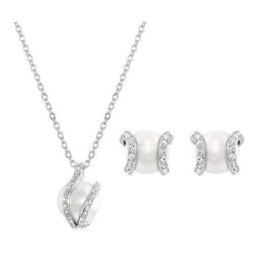 ***SWAROVSKI COLLECTION*** GENUINE SWAROVSKI PEARL NUDE NECKLACE AND EARRING SET 1081922!!