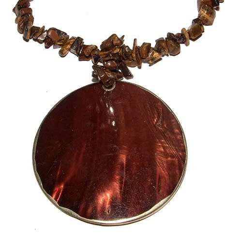 PRETTY NATURAL TIGER EYE SHELL NECKLACE