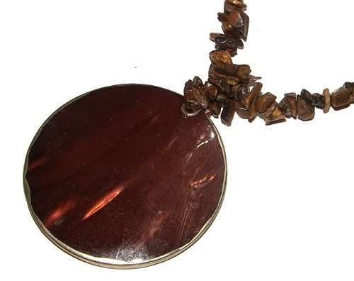 PRETTY NATURAL TIGER EYE SHELL NECKLACE