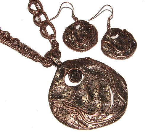 GORGEOUS COPPER NECKLACE AND EARRINGS SET