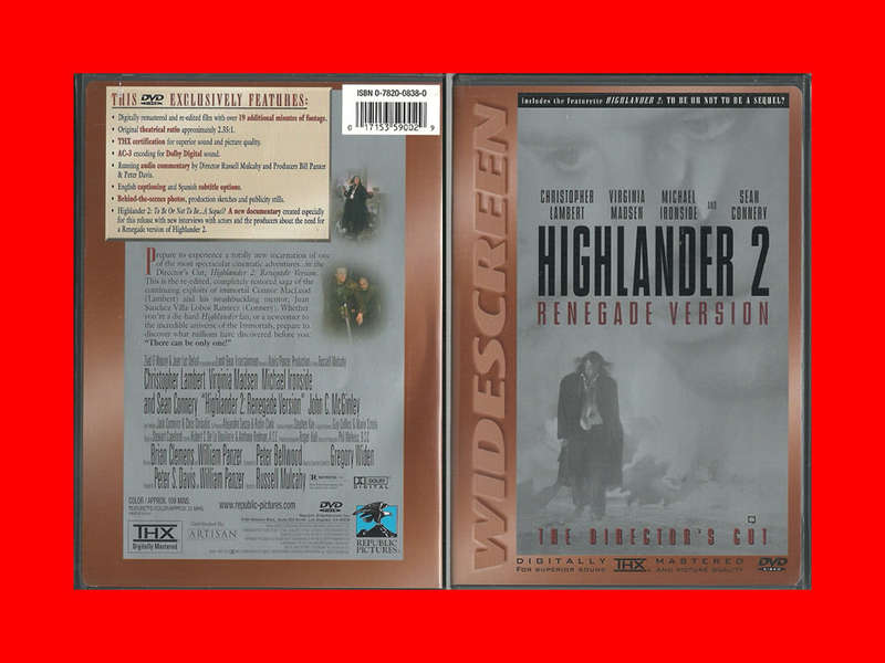 Highlander 2 DVD - Region 1 Edition (Rare Cover)