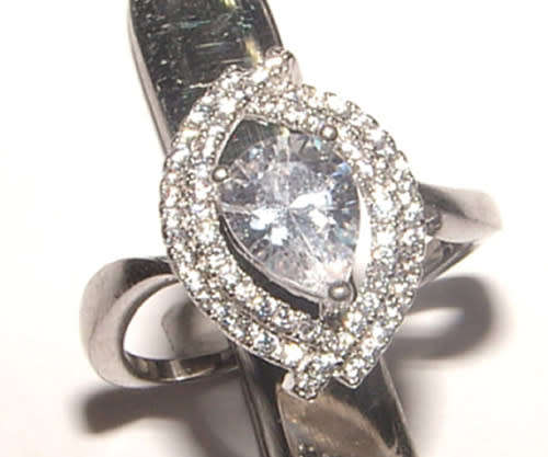PURE PERFECTION! SOLID .925 STERLING SILVER RING WITH SIMULATED DIAMONDS!
