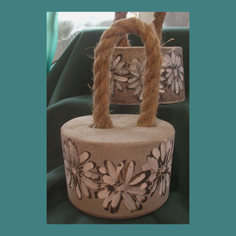 HAND CRAFTED CEMENT DOOR STOP WITH ROPE HANDLE