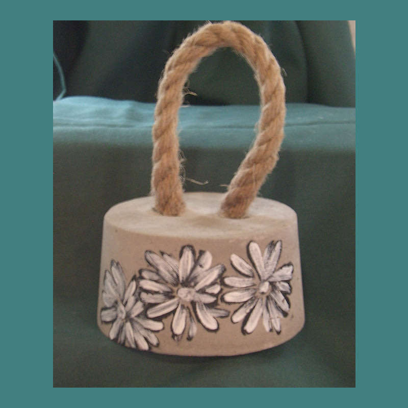 HAND CRAFTED CEMENT DOOR STOP WITH ROPE HANDLE