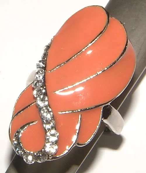 DRESS RING WITH RHINESTONES AND ENAMELLING